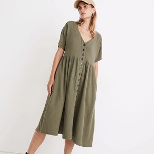 Madewell Lightspun Button-Front Midi Dress